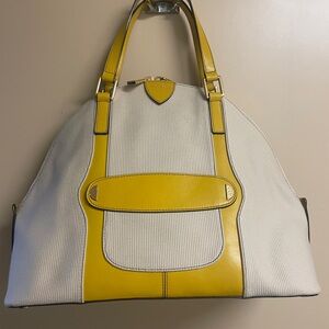 NWOT MARC JACOBS Yellow Leather And Tan Canvas Handbag